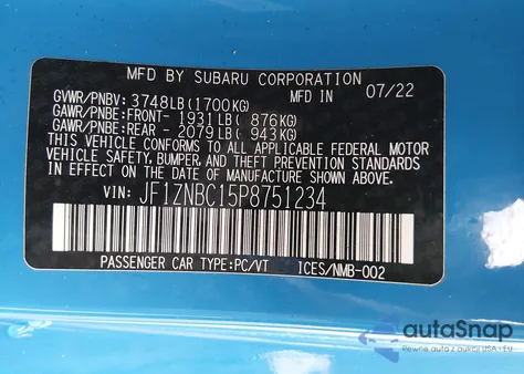 2023 Toyota Gr86 z USA, uszkodzony, nr VIN JF1ZNBC15P8751234